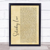 Alexander O'Neal Saturday Love Rustic Script Song Lyric Print
