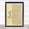 CeCe Peniston Finally Rustic Script Song Lyric Print