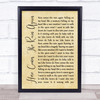 Eurythmics Here Comes The Rain Again Rustic Script Song Lyric Print