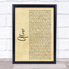 Jessie Ware Alone Rustic Script Song Lyric Print