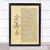 Lifehouse You And Me Rustic Script Song Lyric Print