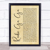 Queen Radio Ga Ga Rustic Script Song Lyric Print