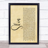 Rag'n'Bone Man Skin Rustic Script Song Lyric Print