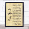 Roy Orbison Penny Arcade Rustic Script Song Lyric Print