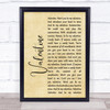 The Beautiful South Valentine Rustic Script Song Lyric Print