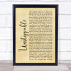 The Score Unstoppable Rustic Script Song Lyric Print