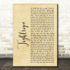 The Stone Roses Tightrope Rustic Script Song Lyric Print