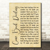 UB40 Come Back Darling Rustic Script Song Lyric Print