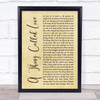 Johnny Cash A Thing Called Love Rustic Script Song Lyric Print