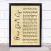 KC And The Sunshine Band Please Don't Go Rustic Script Song Lyric Print