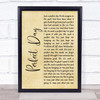 Lou Reed Perfect Day Rustic Script Song Lyric Print