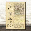 Queen Rain Must Fall Rustic Script Song Lyric Print