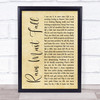 Queen Rain Must Fall Rustic Script Song Lyric Print