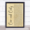Adele One And Only Rustic Script Song Lyric Quote Print