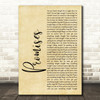 Calvin Harris and Sam Smith Promises Rustic Script Song Lyric Quote Print