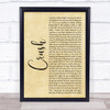 Dave Matthews Band Crush Rustic Script Song Lyric Quote Print