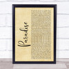 George Ezra Paradise Rustic Script Song Lyric Quote Print