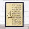 Amy Winehouse Valerie Rustic Script Song Lyric Print