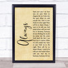 Erasure Always Rustic Script Song Lyric Print