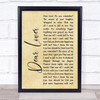 Foo Fighters Dear Lover Rustic Script Song Lyric Print