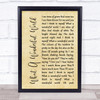 Louis Armstrong What A Wonderful World Rustic Script Song Lyric Print