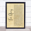 Nickelback Far Away Rustic Script Song Lyric Print