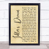 Oasis Idler's Dream Rustic Script Song Lyric Print