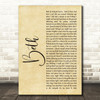 Richard Harris Beth Rustic Script Song Lyric Print