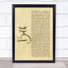 Richard Harris Beth Rustic Script Song Lyric Print