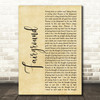 Simply Red Fairground Rustic Script Song Lyric Print