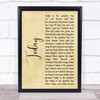 Smashing Pumpkins Today Rustic Script Song Lyric Print