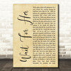 Wait For Her Rustic Script Song Lyric Print