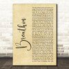 Ariana Grande Breathin Rustic Script Song Lyric Music Art Print