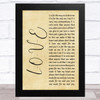 Nat King Cole L-O-V-E Rustic Script Song Lyric Music Art Print