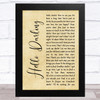 Conway Twitty Hello Darling Rustic Script Song Lyric Music Art Print