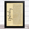 Diddy - Dirty Money feat. Chris Brown Yesterday Rustic Script Song Lyric Music Art Print