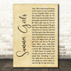 LFO Summer Girls Rustic Script Song Lyric Music Art Print