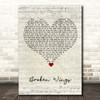 Mr. Mister Broken Wings Script Heart Song Lyric Print