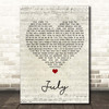 Mundy July Script Heart Song Lyric Print