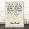 Nat King Cole Stardust Script Heart Song Lyric Print