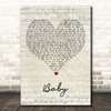 Bakermat Baby Script Heart Song Lyric Print