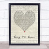 One Direction Drag Me Down Script Heart Song Lyric Print
