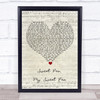 Paul Weller Sweet Pea, My Sweet Pea Script Heart Song Lyric Print
