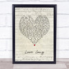 Pink Love Song Script Heart Song Lyric Print