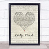 Prince Dirty Mind Script Heart Song Lyric Print
