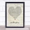 Queen Naija Butterflies Script Heart Song Lyric Print