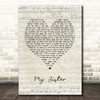 Reba McEntire My Sister Script Heart Song Lyric Print