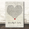 Sean Kingston Beautiful Girls Script Heart Song Lyric Print