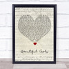 Sean Kingston Beautiful Girls Script Heart Song Lyric Print
