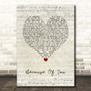 Shania Twain Because Of You Script Heart Song Lyric Print